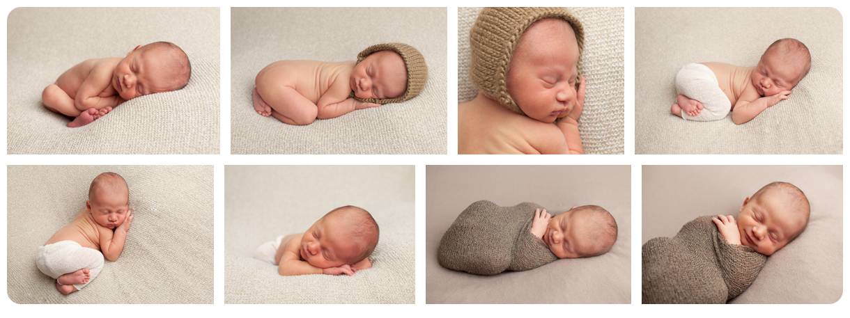 Then it was time to move Weston to the bean bag. Here I will do several different poses, using some wraps, hats/headbands, outfits and blankets.