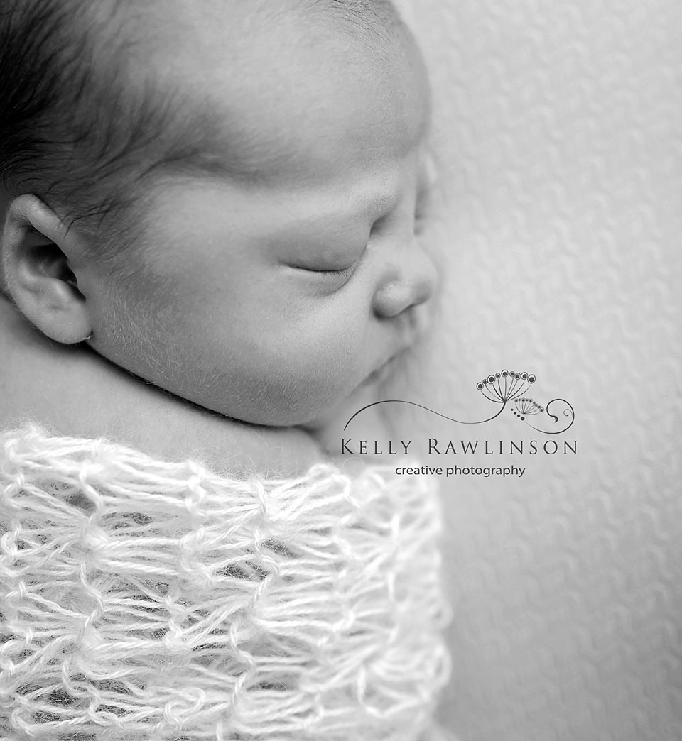 Bradford Newborn Photographer.  Black and White baby photo.