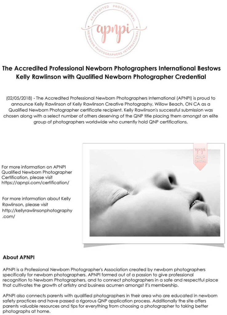 Qualified baby photographer passes newborn safety course and qualified newborn photographer exam