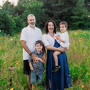 Family photography in flower field in York Region 