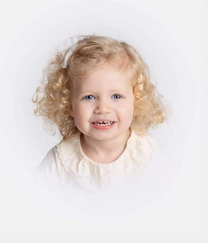 Portrait of a toddler girl, beautifully had edited with soft white vignette